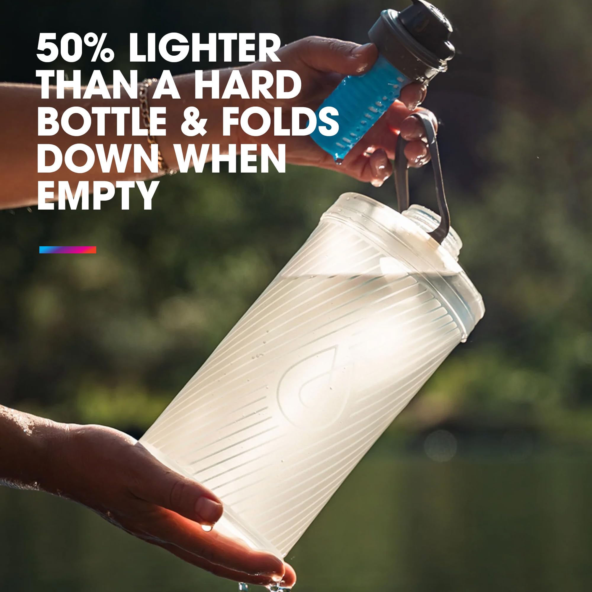HydraPak Flux+ 1.5L Collapsible Water Bottle with Filter - BPA Free Ultra Light Backpacking Bottle, Leakproof Twist Cap, Clear Design - Perfect for Hiking, Camping and Outdoor Adventures