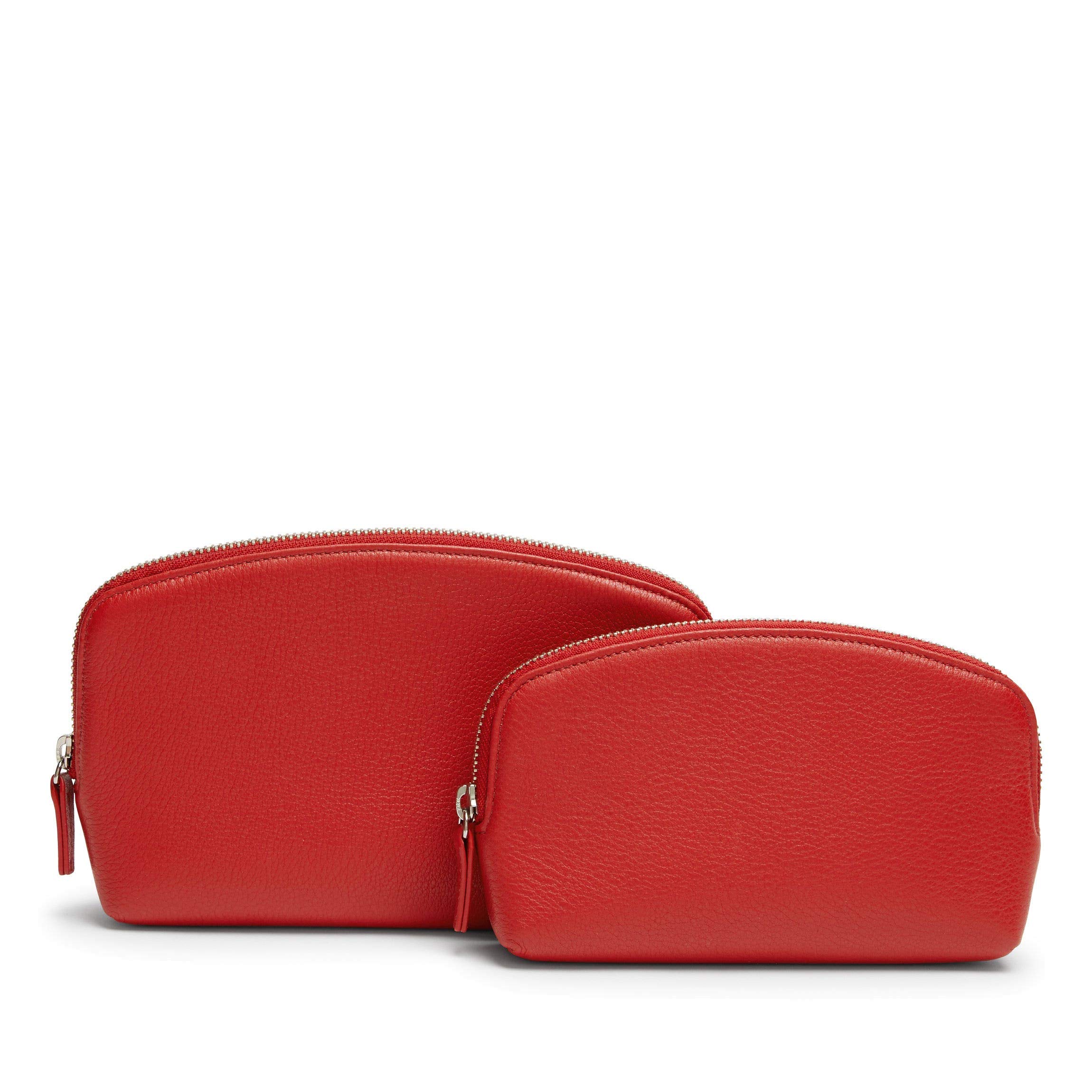 Leatherology Scarlet Makeup Pouch Set - Premium Vegan Leather Cosmetic Bag Organizer with Small & Medium Travel Cases for Women | Perfect for Travel, Gym & Everyday Essentials Storage