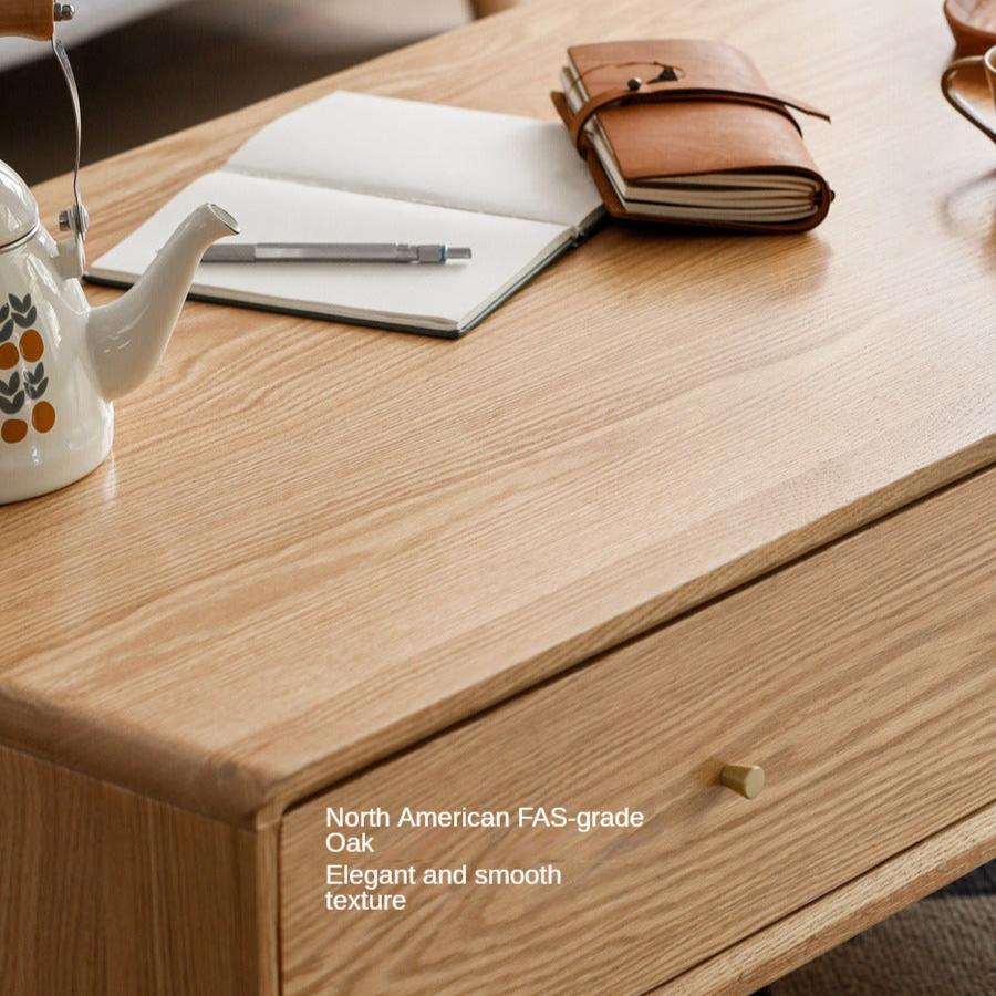 Solid Oak and Ash Wood Modern Nordic Coffee Table - Minimalist Living Room Furniture for Small Spaces and Apartments