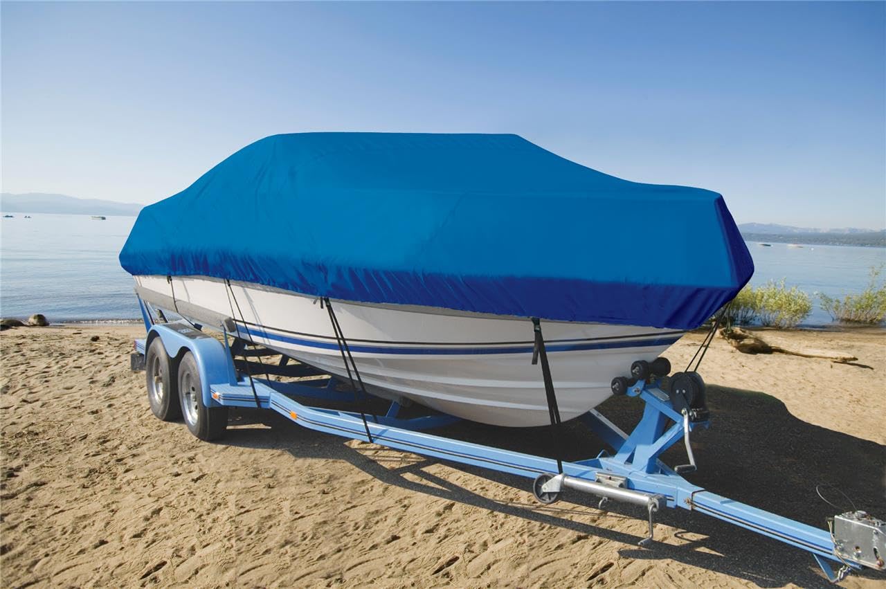 SBU Blue Boat Cover for Tracker PRO DEEP V-17 - Waterproof Storage & Mooring Protection