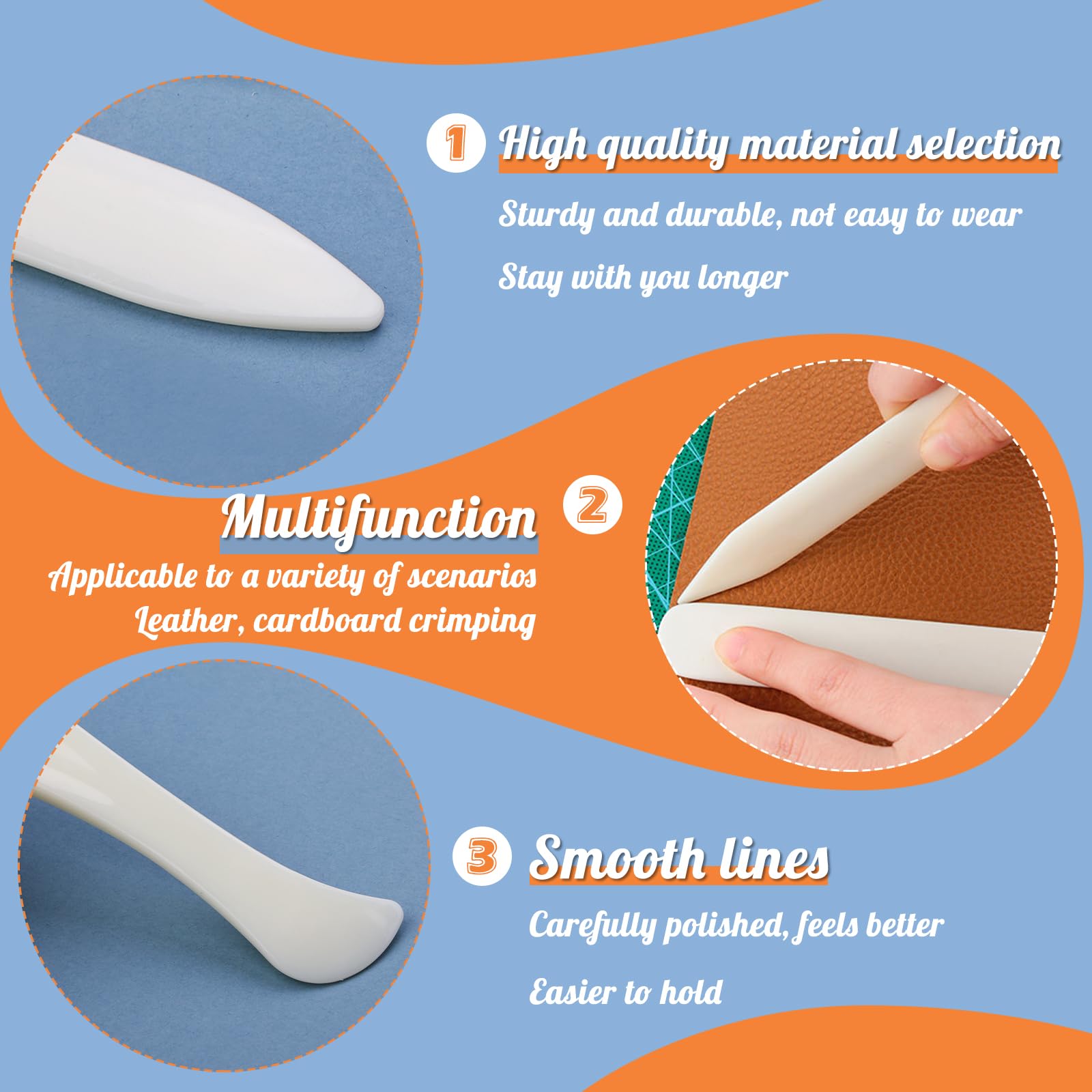 WONVOC Bone Folders Kit - Genuine Bone Creasing Tools for Bookbinding, Paper Crafting, Quilting & Leatherworking - Perfect for DIY Scrapbooking, Card Making & Professional Book Restoration