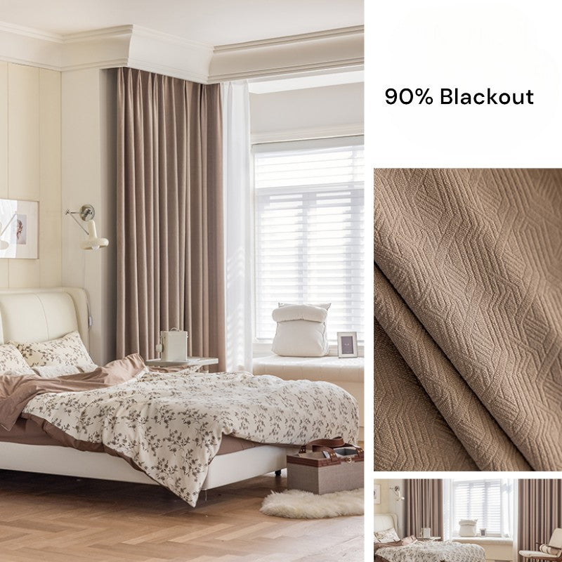 Luxury Lorena Chenille Jacquard Blackout Curtains - Thermal Insulated Room Darkening Drapes for Bedroom & Living Room - Custom Size & Noise Reducing for Better Sleep