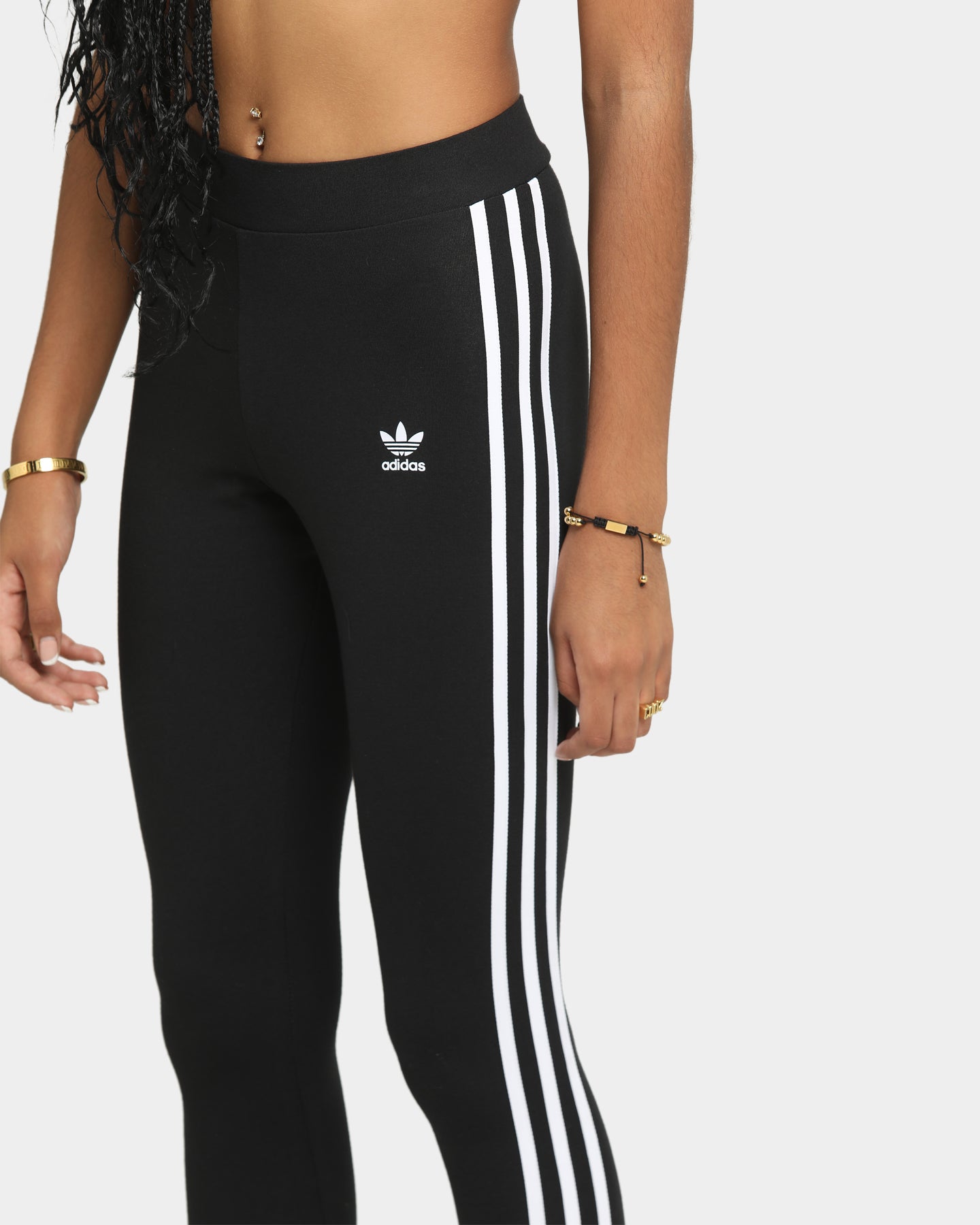 Adidas 3 Stripe Tight Black - Women's Yoga Pants for Running, Workout & Gym - High Waisted Leggings with Moisture Wicking Fabric