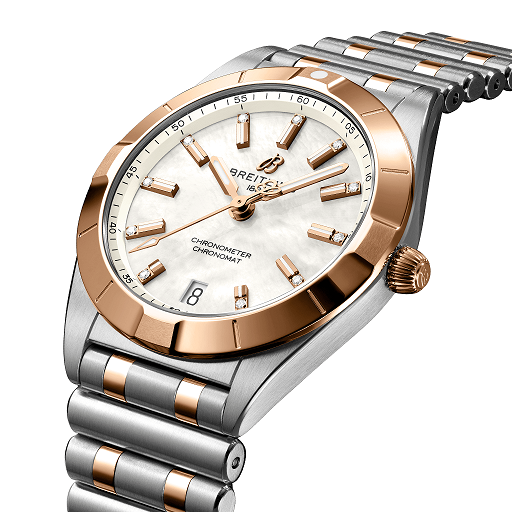 Breitling Chronomat Ladies Watch - 18K Red Gold & Stainless Steel with Diamonds | Luxury Women's Timepiece for Business, Evening Events & Special Occasions