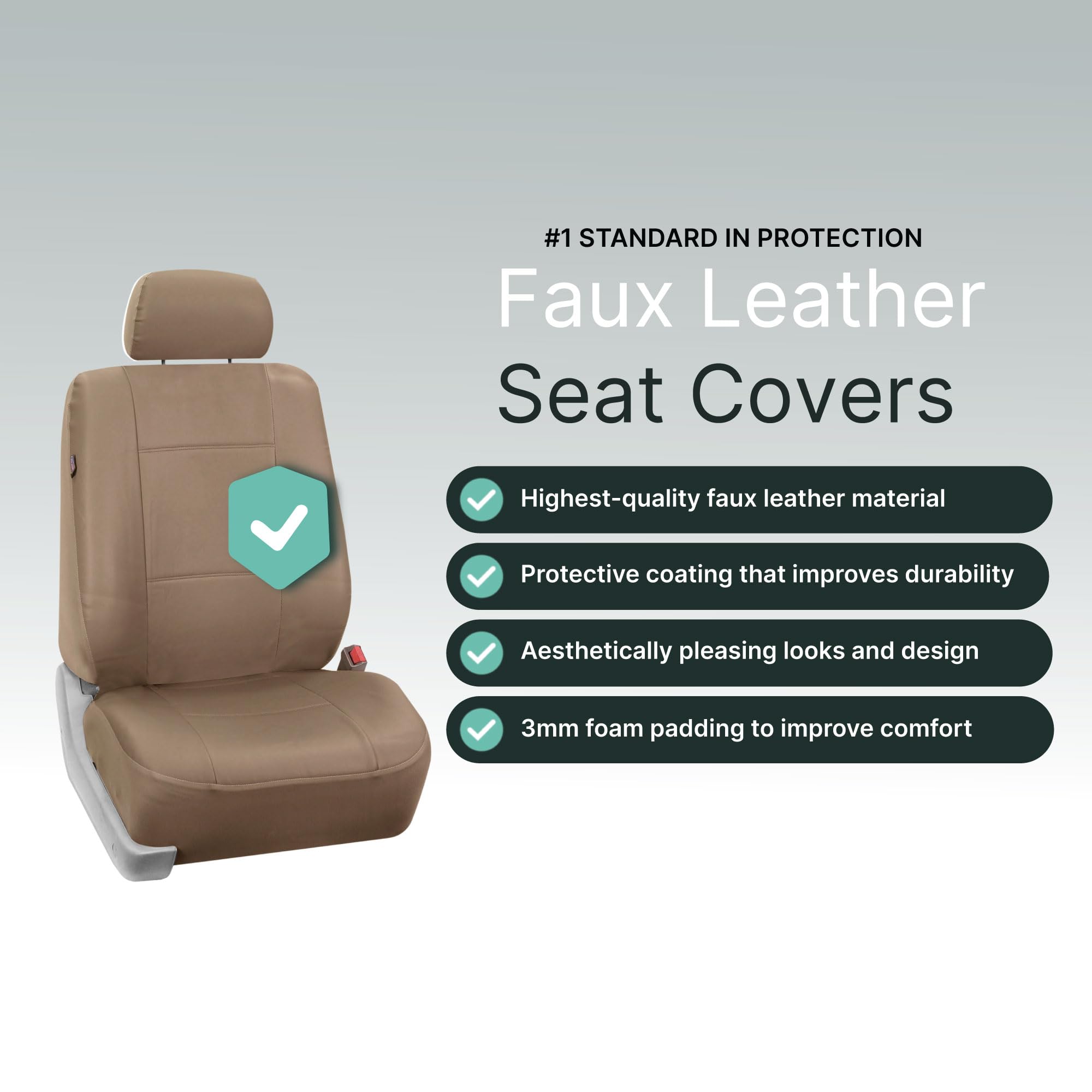 Premium PU Leather Car Seat Covers Front Set - Universal Fit for Cars, Trucks & SUVs | FH Group Automotive Interior Accessories | Perfect for Daily Commute, Road Trips & Vehicle Protection