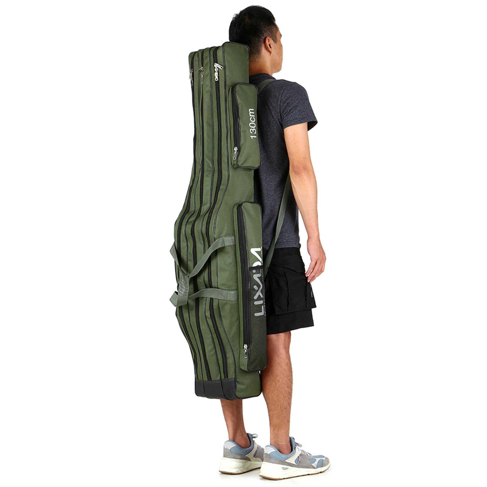 Lixada 3-Layer Oxford Fishing Rod Case - Portable Folding Fishing Bag for Rod, Reel & Tackle Storage (130cm/150cm) | Durable Travel Carrier for Freshwater & Saltwater Fishing Trips