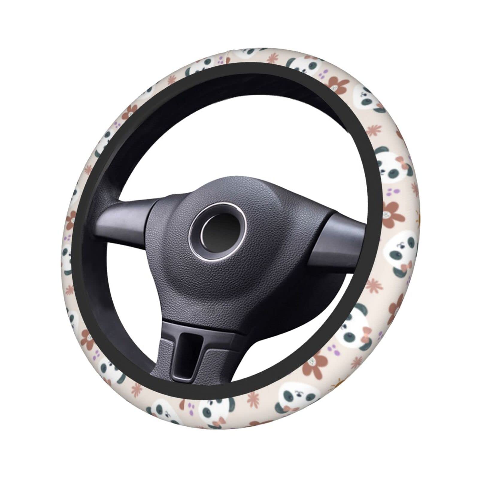 Cute Panda Print Neoprene Steering Wheel Cover - Universal 15 Inch Car Wheel Protector for Comfort & Style | Perfect for Daily Commute, Road Trips & Gift Giving