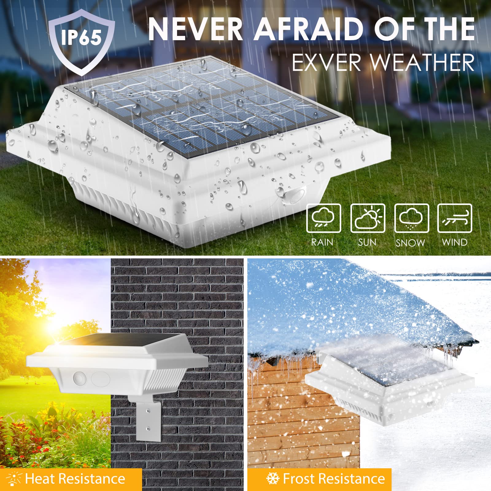 UniqueFire Solar Gutter Lights Outdoor - 40 LED Bright Solar Powered Waterproof Fence & Deck Lights for Wall, Stairs, Yard (White/Warm White, 4 Pack) - Perfect for Pathway, Garden, Patio & Landscape Lighting