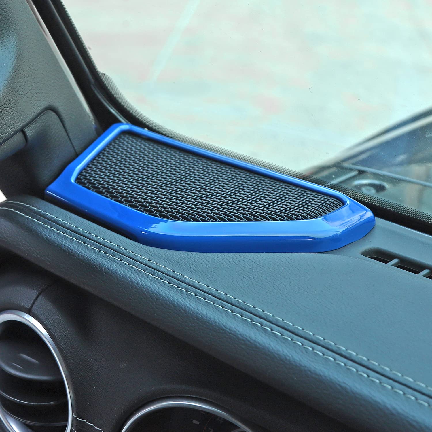 Blue A-Pillar Speaker Cover Trim Interior Accessories for 2018-2024 Jeep Wrangler JL/JLU & Gladiator JT - Upgrade Your Car Audio System & Enhance Cabin Style