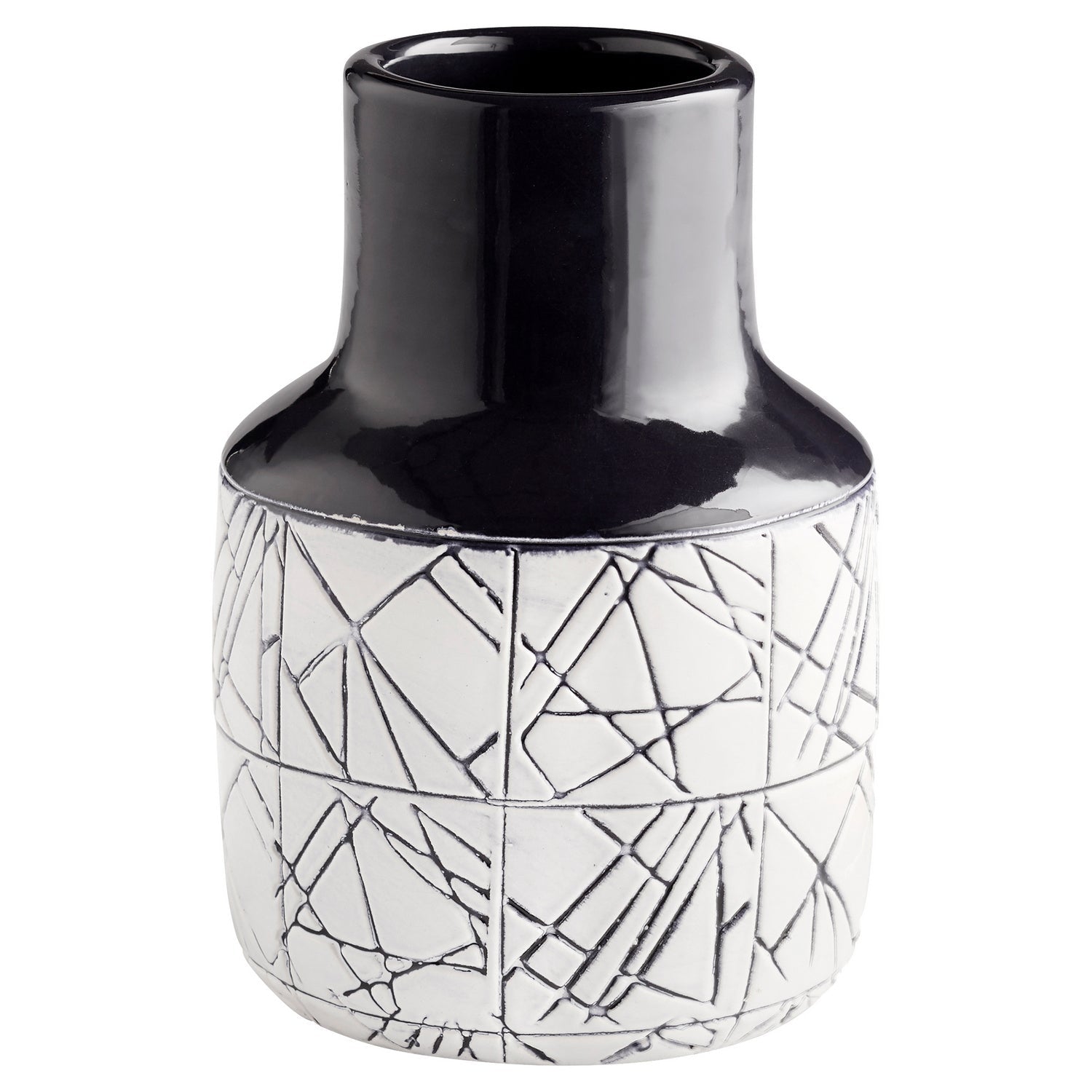 Cyan Design 11124 Dark Zenith Vase - Blue and White Ceramic Home Decor - Small Tabletop Vase for Flowers, Centerpiece, Wedding, Living Room, Office Decor