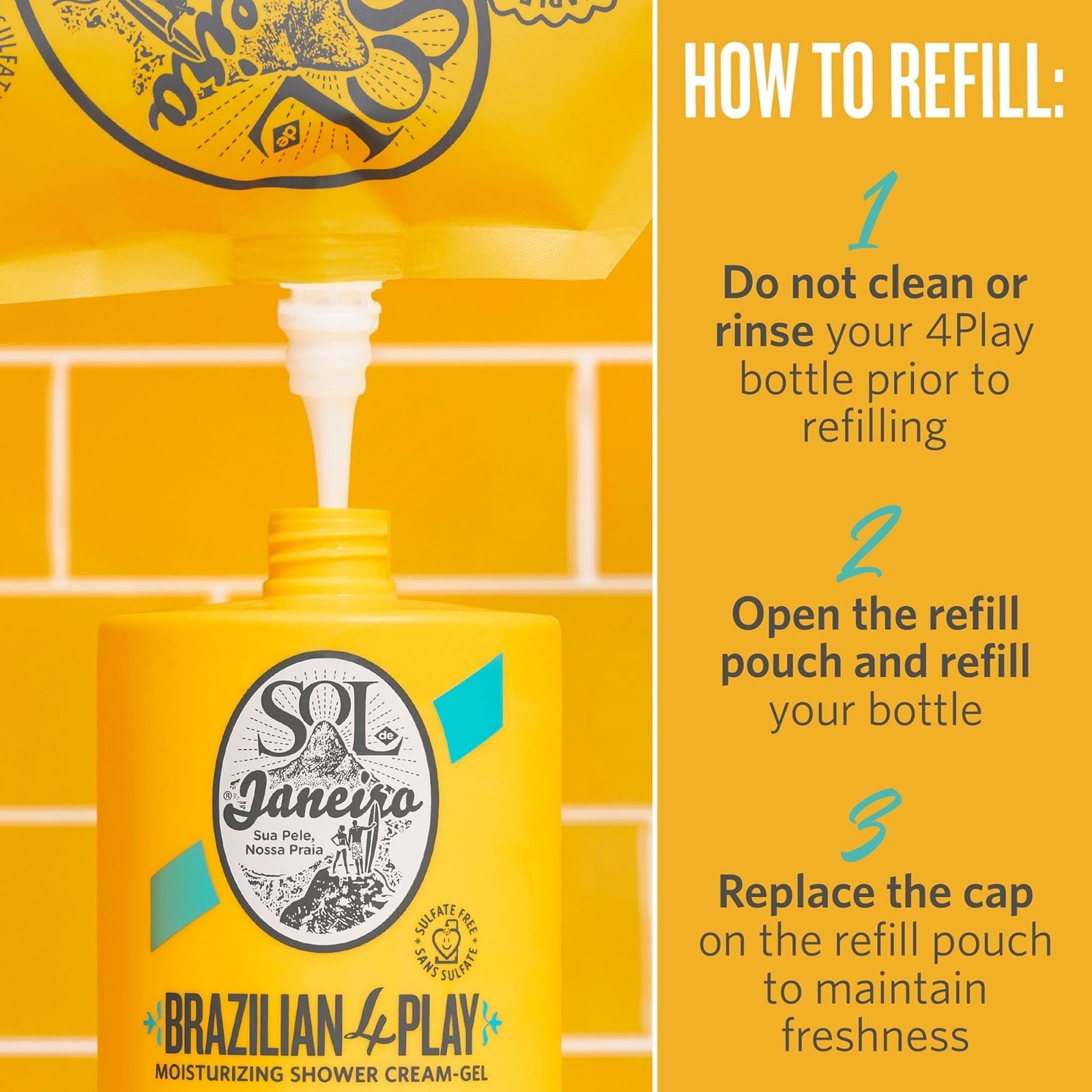Brazilian Play Moisturizing Shower Cream Gel - 33.8oz (1 Liter) Hydrating Body Wash for Soft, Smooth Skin | Perfect for Dry Skin & Daily Shower Routine