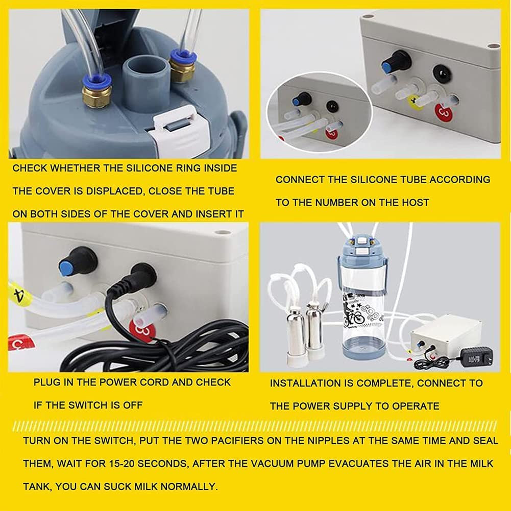 Electric Cow Milking Machine 3L - Portable Pulsating Milker for Cows, Goats & Sheep - Efficient Farm Suction Milk Pump for Dairy Ewes | Ideal for Small Farms, Homesteads & Livestock Care