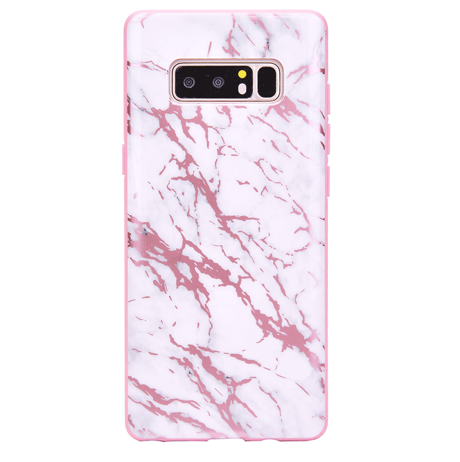 Pink Chrome White Marble Samsung Galaxy Phone Case - Trendy Protective Cover for Everyday Use & Fashion Accessory