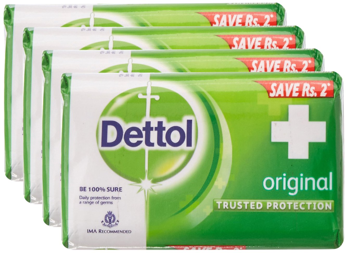 Dettol Original Antibacterial Soap 75g (4-Pack) - Promo Pack for Hand Washing, Shower & Daily Hygiene Protection