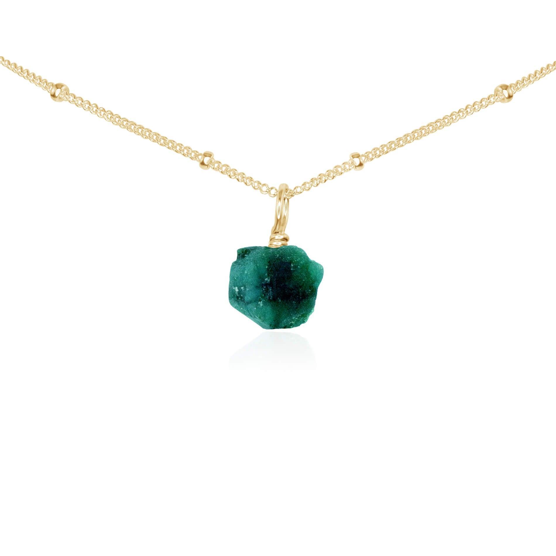 Natural Tiny Rough Emerald Gemstone Pendant Choker Necklace - Handmade Boho Jewelry for Women, Perfect for Everyday Wear & Special Occasions