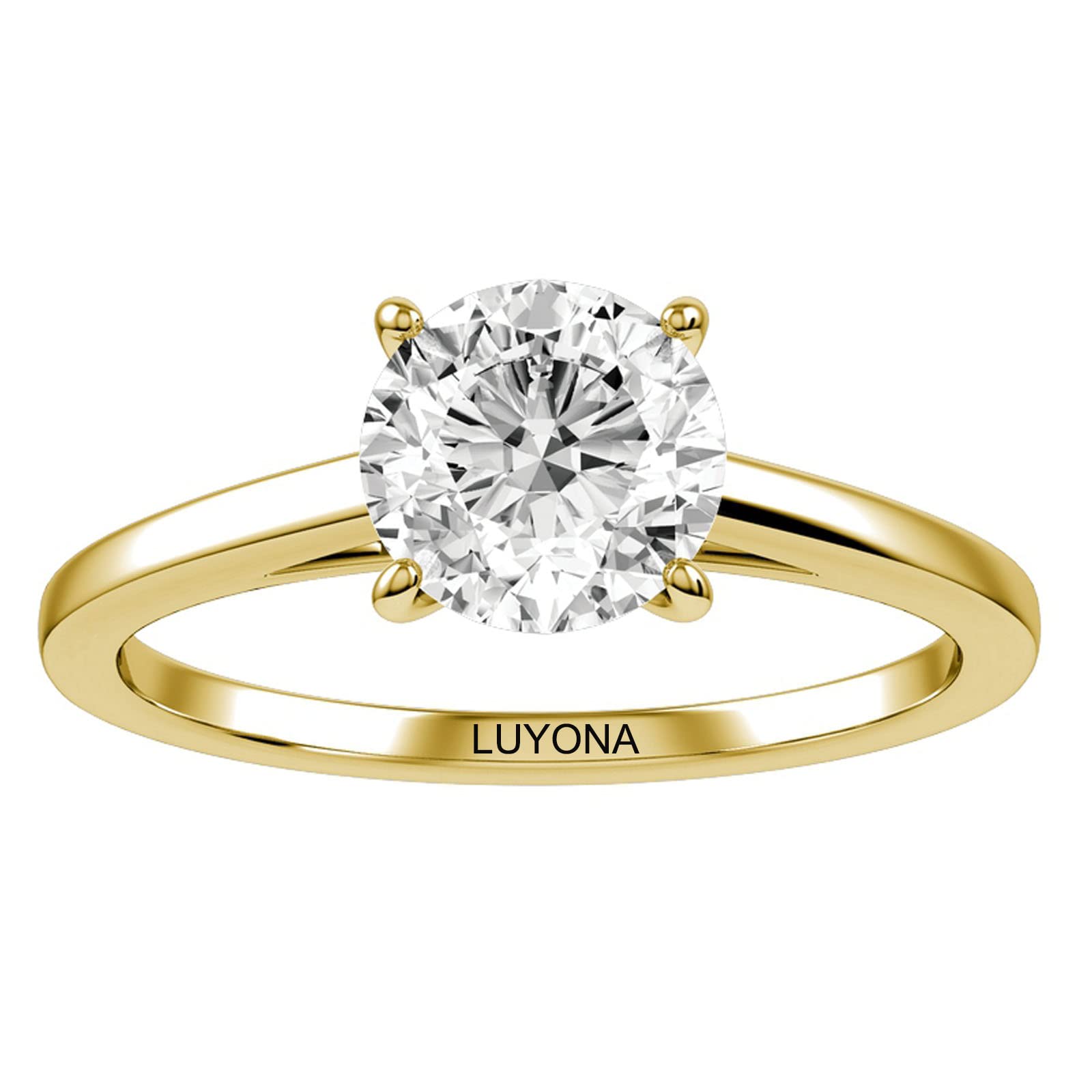 10K 14K 18K Solid Gold Moissanite Engagement Rings for Women - 1.5 Carat (CTW) Wedding Band, Anniversary Gift, Custom Name Engraving - Perfect for Proposals, Bridal Jewelry & Special Occasions