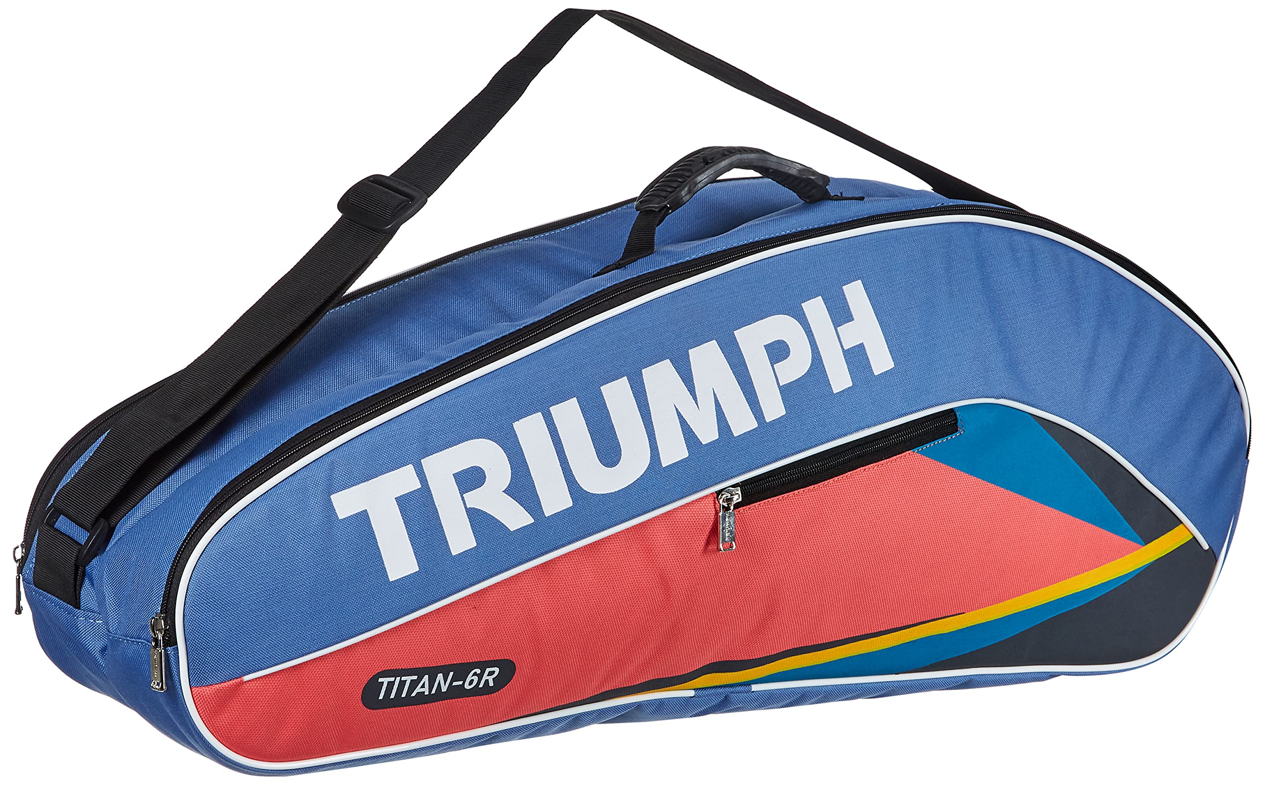 Triumph Sonic Graphite Composite Lightweight Badminton Racket with Titan-6R Double Compartment Bag - Professional Tournament & Training Equipment for Indoor/Outdoor Play (Sky Blue/Pink)