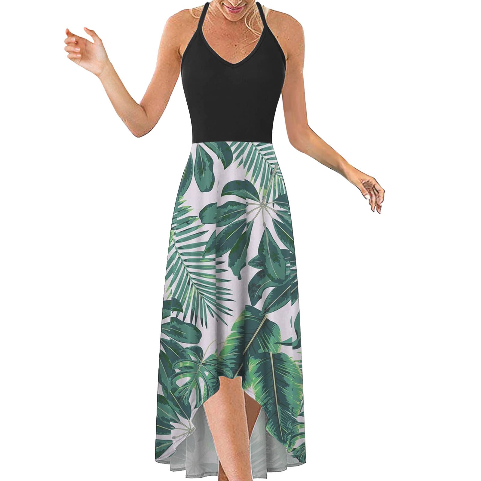 Women's Summer Beach Dress - Slim Sleeveless Boho Floral Maxi Dress with V-Neck | Perfect for Beach Vacations, Pool Parties & Summer Soirees