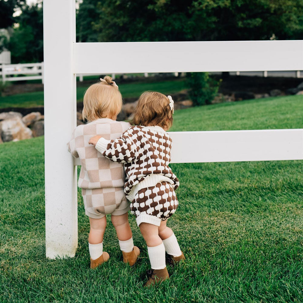 Soft Knit Bloomers in Brown & Cream - Comfortable Baby Pants for Playtime & Photo Shoots