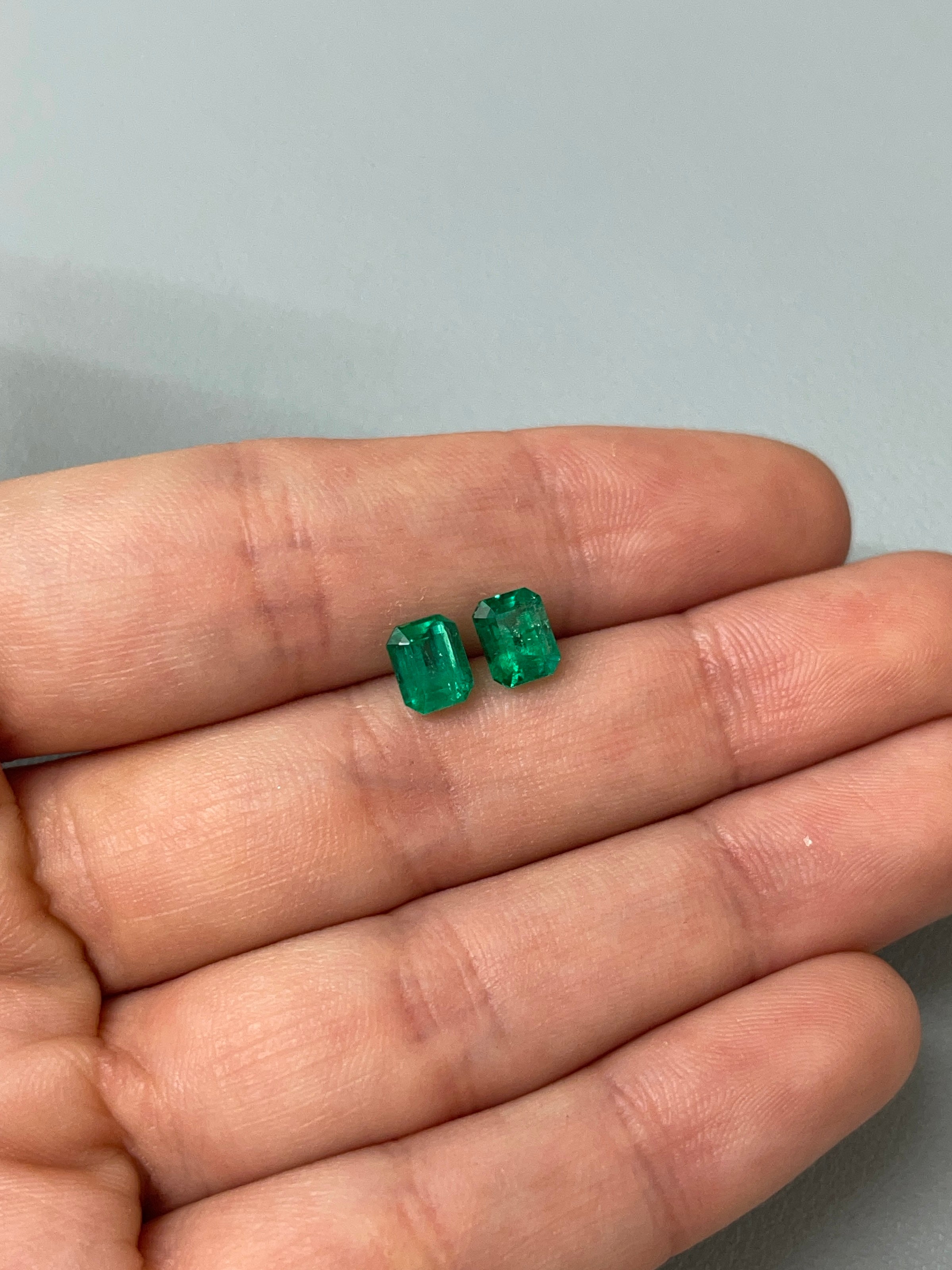 1.86tcw 7x5.5mm Muzo Green Loose Colombian Emeralds - Emerald Cut Gemstones for Jewelry Making, Engagement Rings & Luxury Gifts