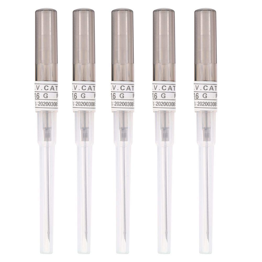 16G Surgical Steel Piercing Needles - Professional 5-Piece Body Piercing Kit for Ear, Nose, Belly Button - Safe Hypoallergenic Catheter Needles for Tattoo & Piercing Studios