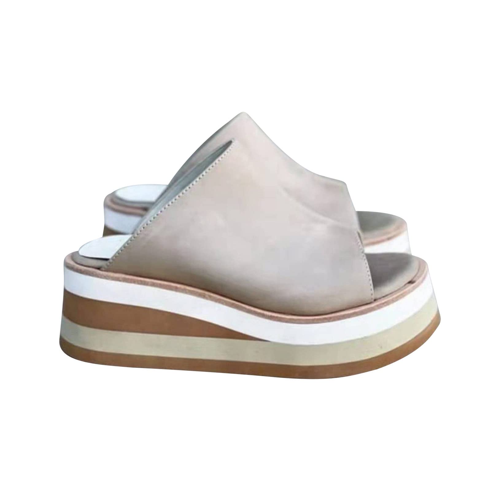 Oiangi Women's Summer Wedge Platform Sandals - Fashion Casual Peep Toe Slip-On Chunky Slippers for Beach, Outdoor & Comfortable Walking | Perfect for Vacation, Poolside & Casual Outings
