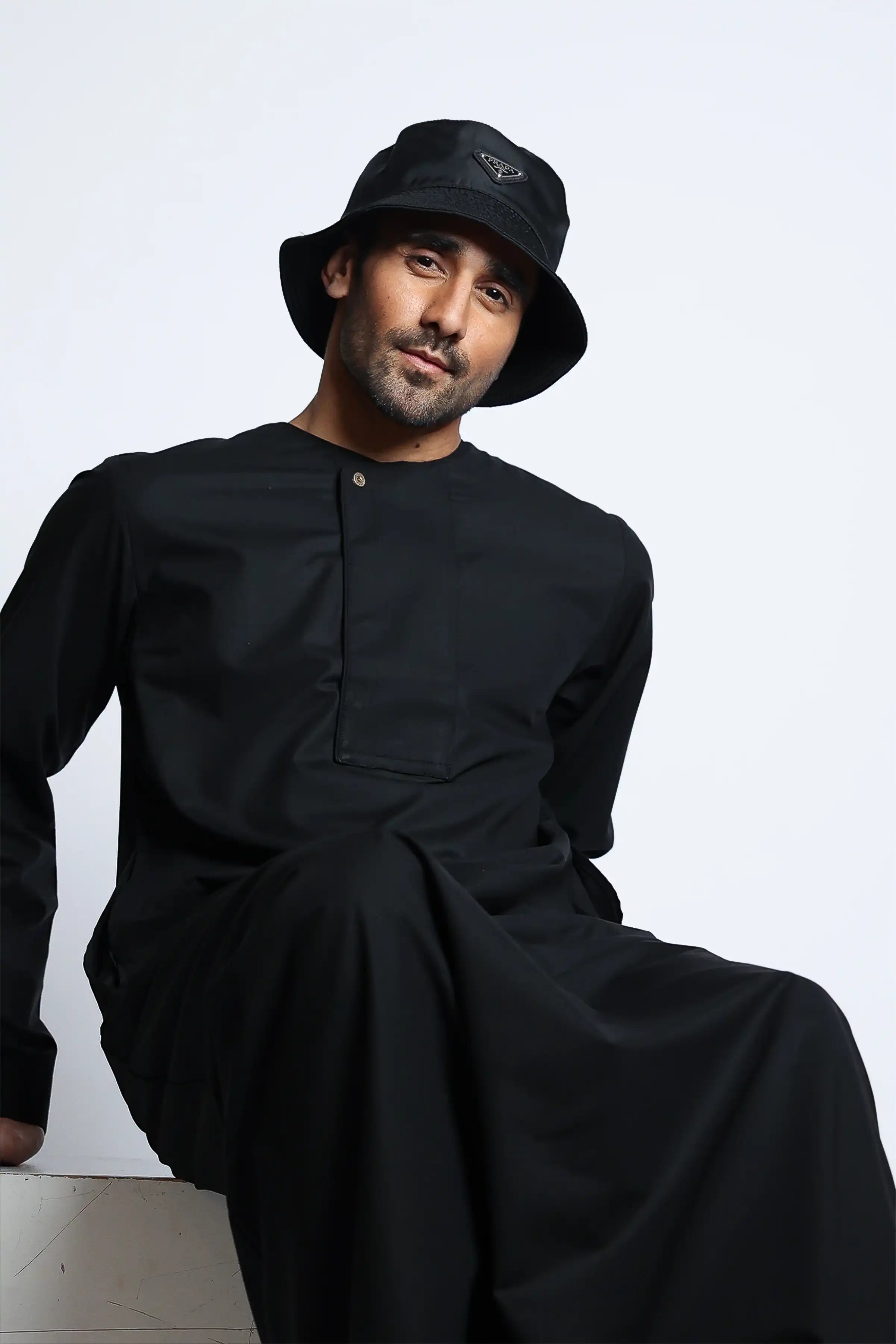 Premium J144 Caviar Piping Thobe - Elegant Embroidered Islamic Robe for Men - Perfect for Eid, Ramadan & Special Occasions