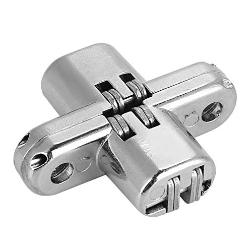 DUO ER Zinc Alloy Invisible Concealed Cross Door Hinges - Heavy Duty Hidden Cabinet Hinges for Wardrobe, Cupboard, Closet & Furniture Hardware (4 Pack) - Perfect for Seamless Modern Home & Office Storage Solutions