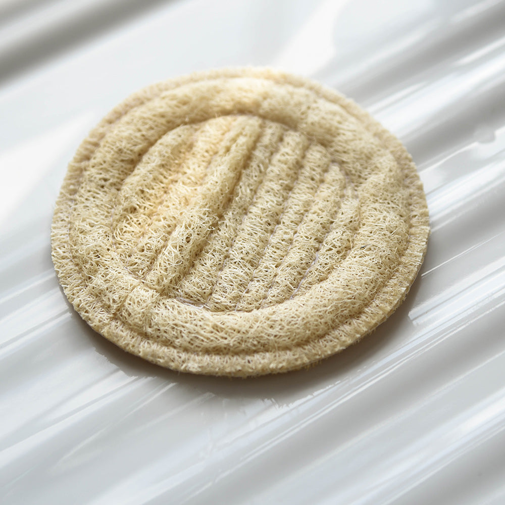 Natural Loofah Soap Holder with Drainage - Exfoliating Bath Sponge for Shower & Sink - Perfect for Bathroom, Spa, and Travel Use