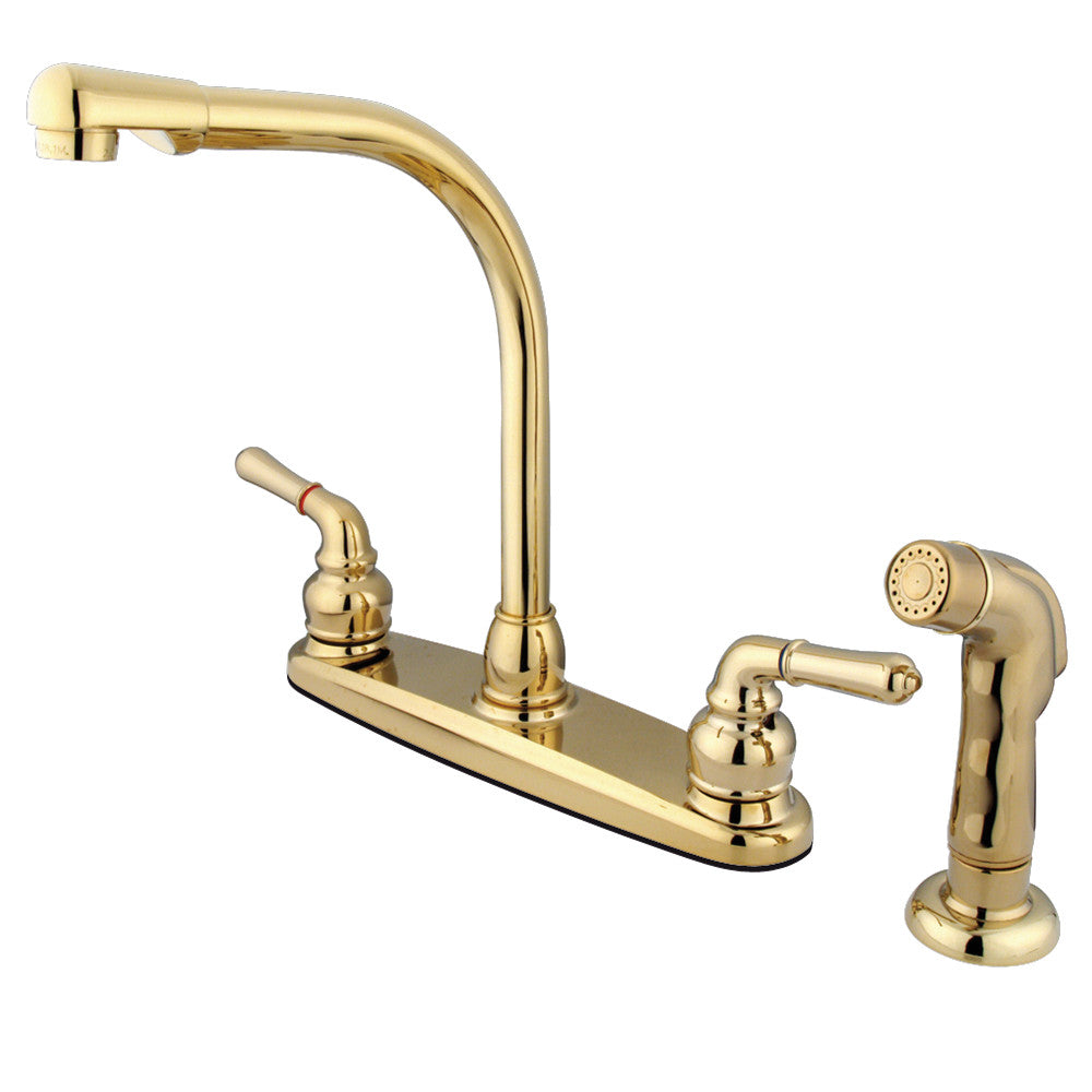 Kingston Brass KB758SP Magellan Centerset Kitchen Faucet - Modern Stainless Steel Sink Faucet with High Arc Spout for Easy Washing, Perfect for Home Kitchen & RV Use
