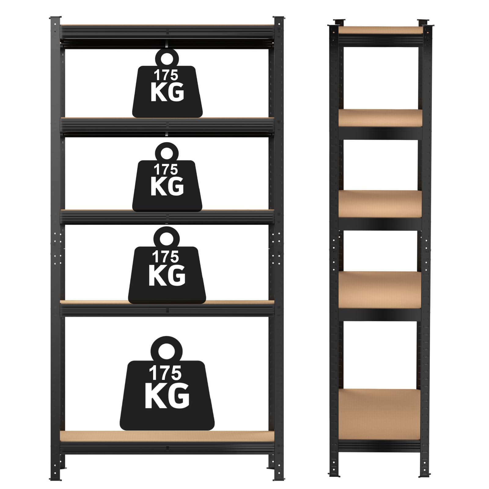 5 Tier Heavy Duty Metal Storage Shelves - Adjustable Height Garage & Pantry Organizer, 180CM Tall Industrial Shelving Unit for Home, Warehouse & Office Storage Solutions