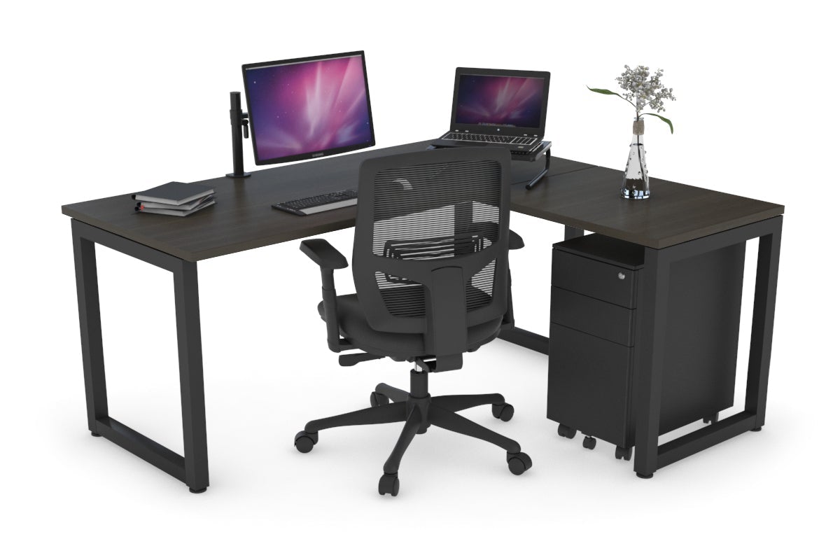 Premium L-Shaped Corner Office Desk with Quadro Loop Legs - 1800L x 1700W - Perfect for Home Office, Gaming Setup & Workspace Organization