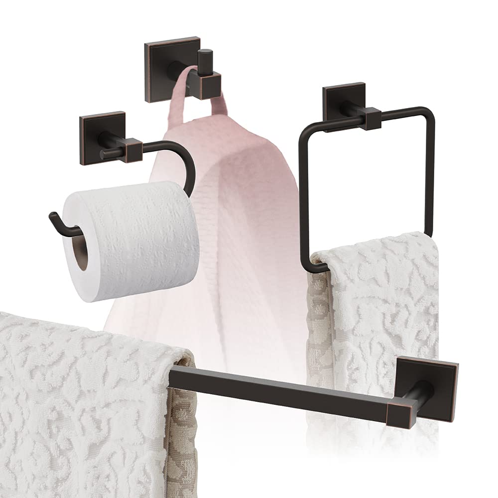 Amerock Oil Rubbed Bronze 24-Inch Towel Bar Set - 4-Piece Bathroom Accessory Collection for Modern Home Decor (610mm, Appoint Series) - Perfect for Spa-Style Bathrooms & Guest Room Luxury Upgrades