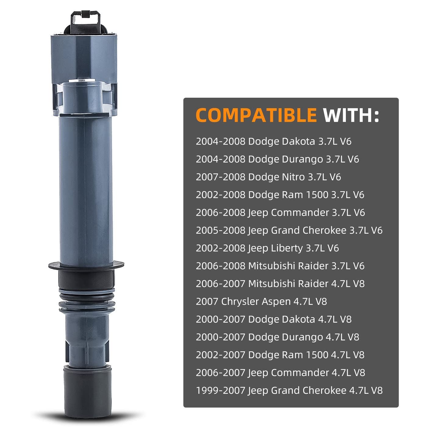 High-Performance Ignition Coil Pack for Dodge Dakota, Durango, Nitro, Ram 1500 & Jeep Commander, Liberty, Grand Cherokee - 3.7L V6 Engine Replacement (6-Piece Set) - Perfect for Off-Roading, Daily Commuting & Engine Performance Upgrades