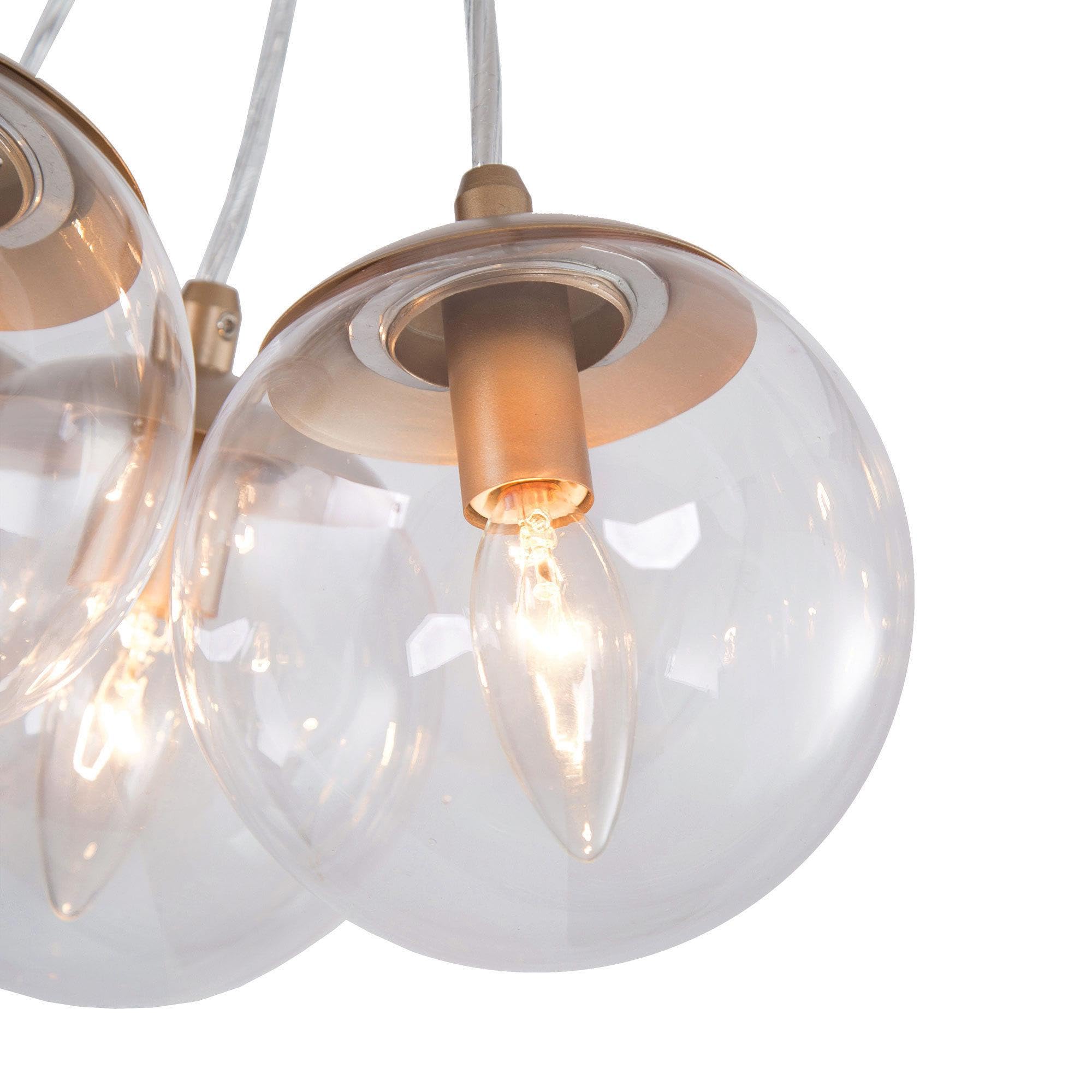 5-Light Gold Chandelier with Globe Glass Shades - Elegant Dining Room Lighting Fixture for Kitchen Island, Entryway, Foyer - Perfect for Home Decor & Romantic Ambiance