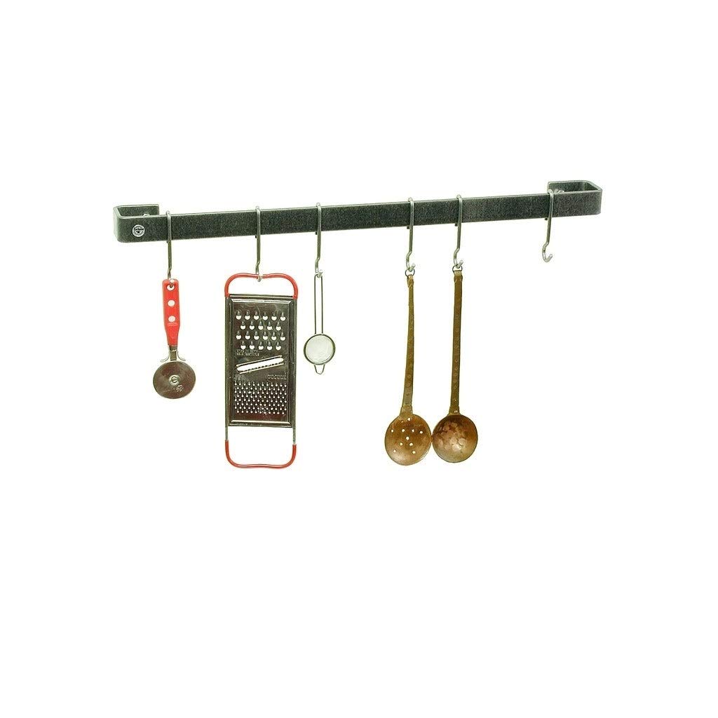 Enclume Premier 42-Inch Wall Mounted Pot Rack - Hammered Steel Utensil Organizer Bar for Kitchen Storage | Perfect for Hanging Cookware, Pans & Cooking Tools in Restaurants & Home Kitchens