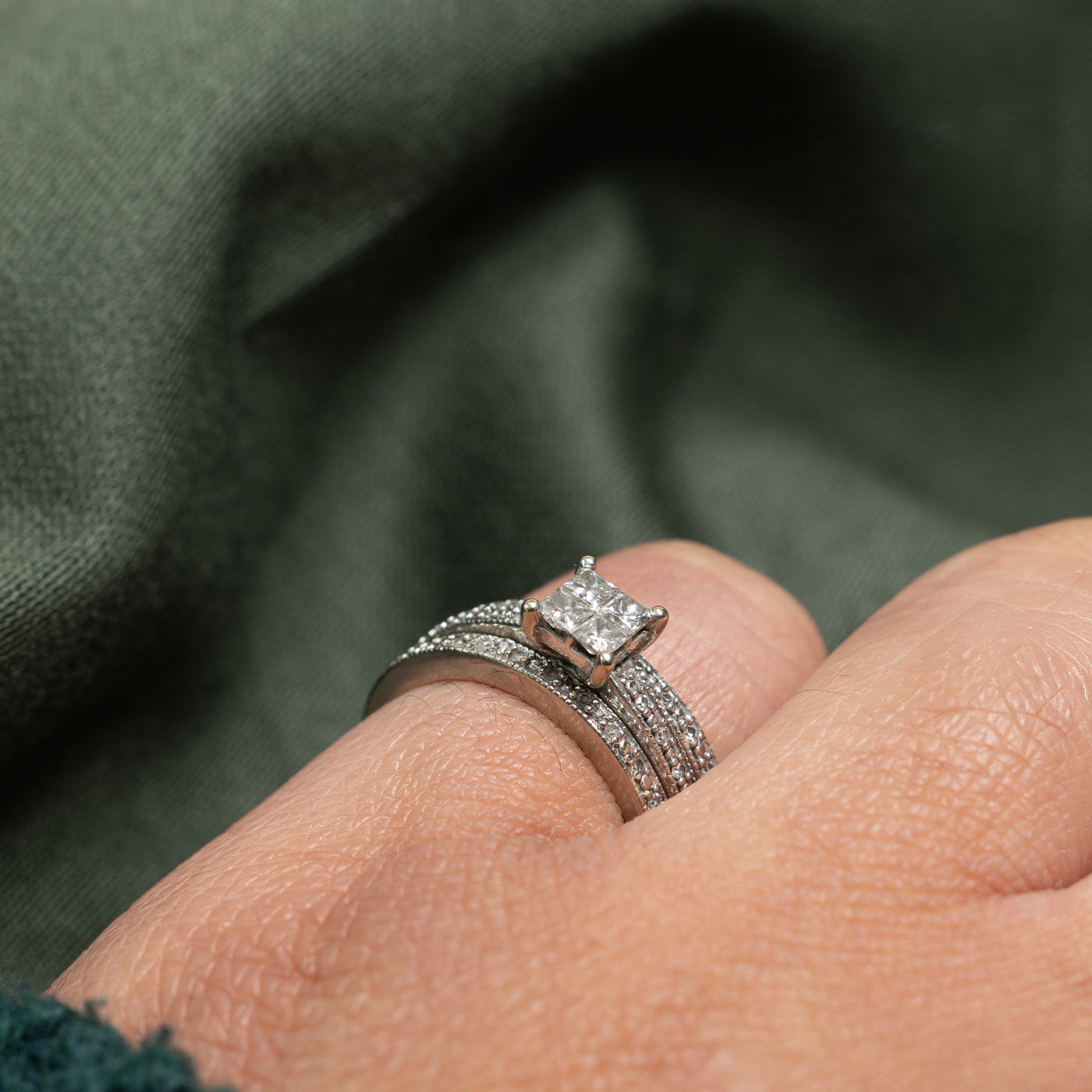 0.44ct Diamond Wedding Ring Set for Women - 0.21ctw Illusion Bridal Set in Size 4.5 | Perfect for Engagement, Proposal & Anniversary Gifts | Elegant Jewelry for Brides & Wives