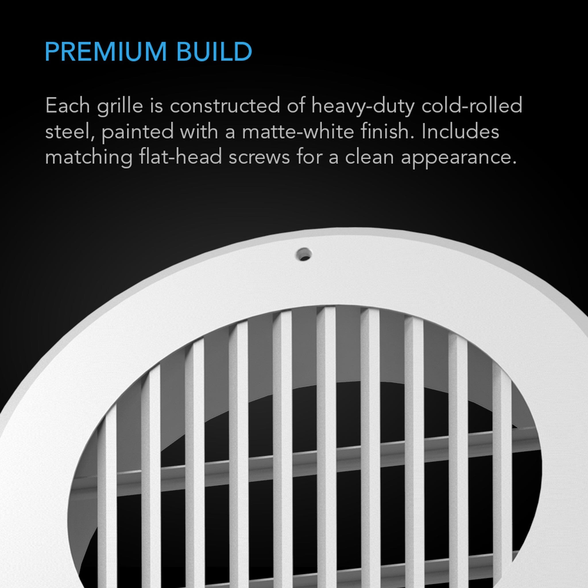 4 Inch White Steel Wall Mount Duct Grille Vent - HVAC Air Ventilation Cover for Home, Office & Commercial Spaces