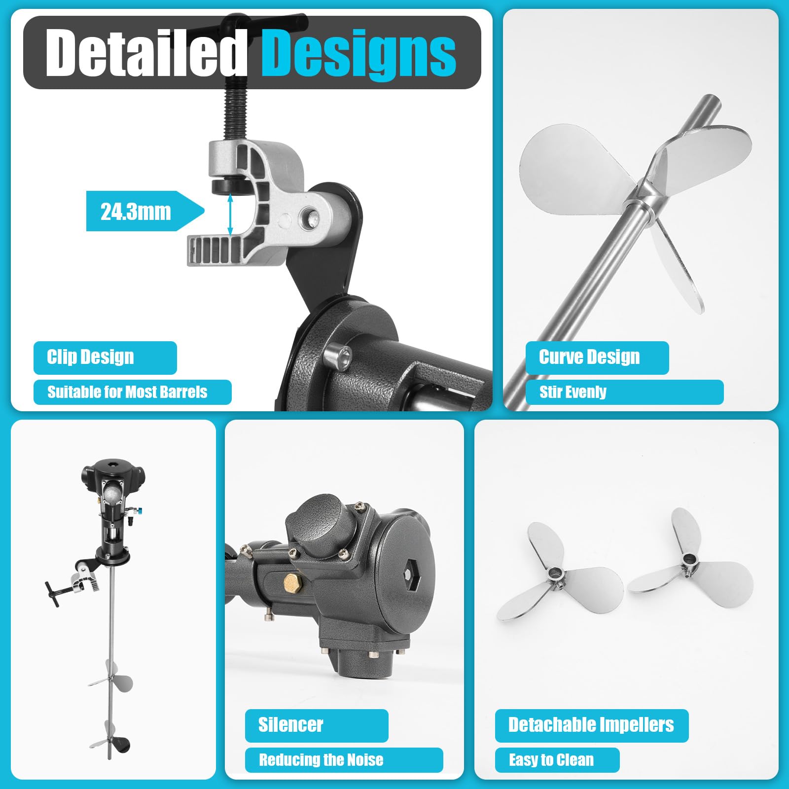 50 Gallon Pneumatic Bracket Mixer 1/2HP - Automatic Paint Stirring Machine with Blade - Hand-Held Air Agitator for Paint, Ink & Barrel Mixing - Perfect for Industrial, Automotive & DIY Projects