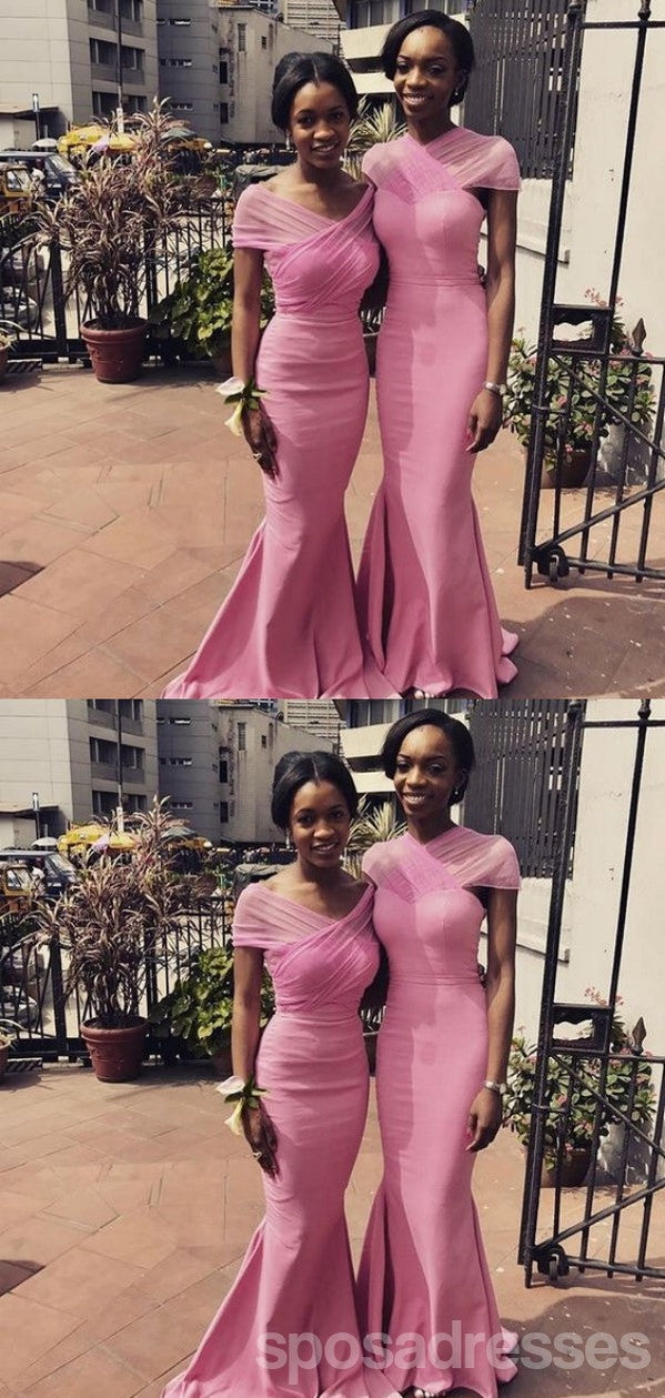 Pink Mermaid Bridesmaid Dress Off Shoulder Long Maxi Dress for Wedding Party - WG1852 | Elegant Formal Gown for Beach Weddings, Evening Events & Special Occasions
