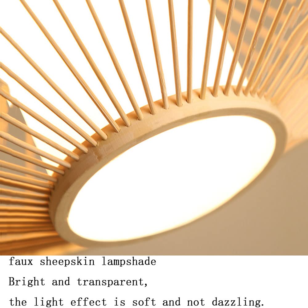 Stylish Bamboo Dome Wicker Chandelier - Natural Rattan Basket Ceiling Pendant Light Shade - Rustic Japanese Inspired Lamp for Living Room, Bedroom, or Cafe Decor - Perfect for Boho, Farmhouse & Zen Interior Design