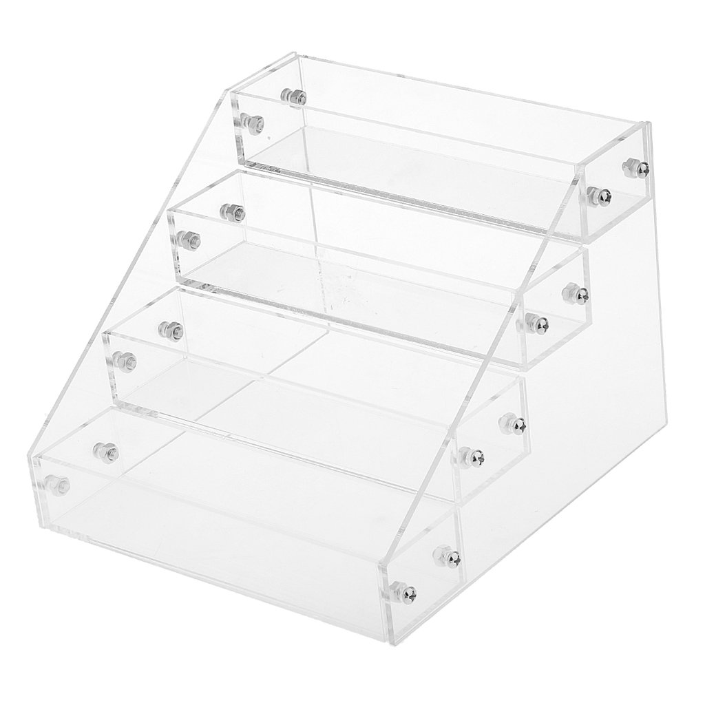 4-Tier Clear Acrylic Makeup Organizer - Nail Polish Display Stand & Storage Rack for Salon, Bathroom, or Vanity (Perfect for Cosmetics, Skincare & Jewelry Organization)
