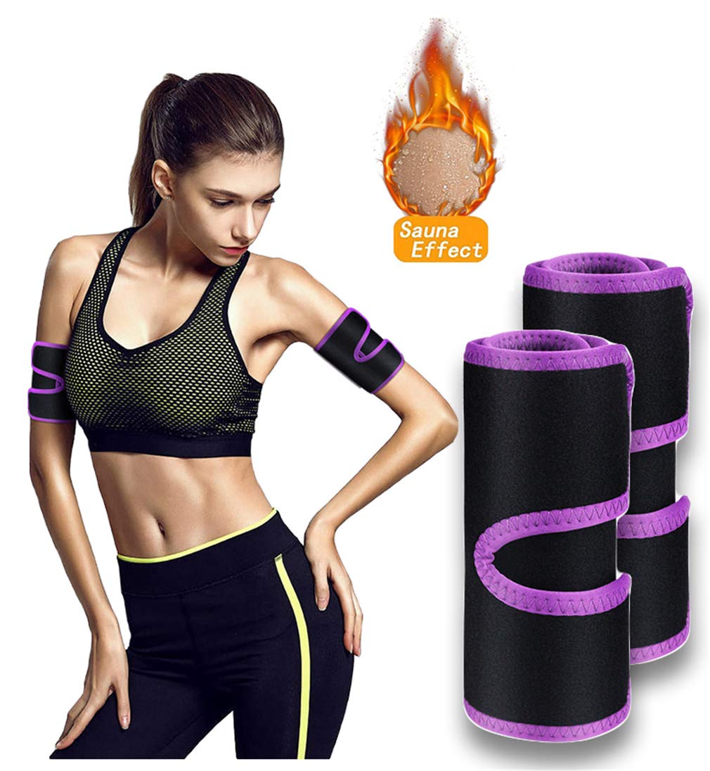 Arm Fat Burning Trimmer & Sweat Sauna Sleeve for Men & Women - Yoga, Running, Fitness Compression Band to Increase Sweating & Circulation - Slimming Workout Arm Bands for Exercise & Weight Loss (Purple) - Perfect for Gym, Home Workouts & Sports Activities