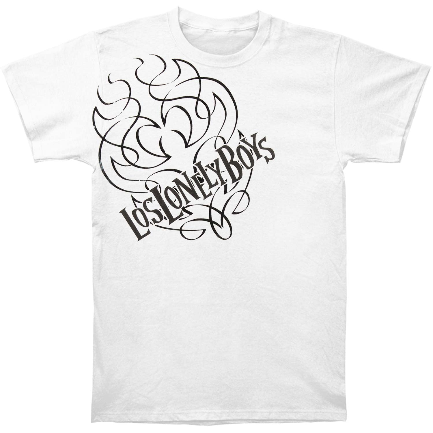 Los Lonely Boys Men's Flames Graphic T-Shirt - White Cotton Tee for Concerts & Casual Wear