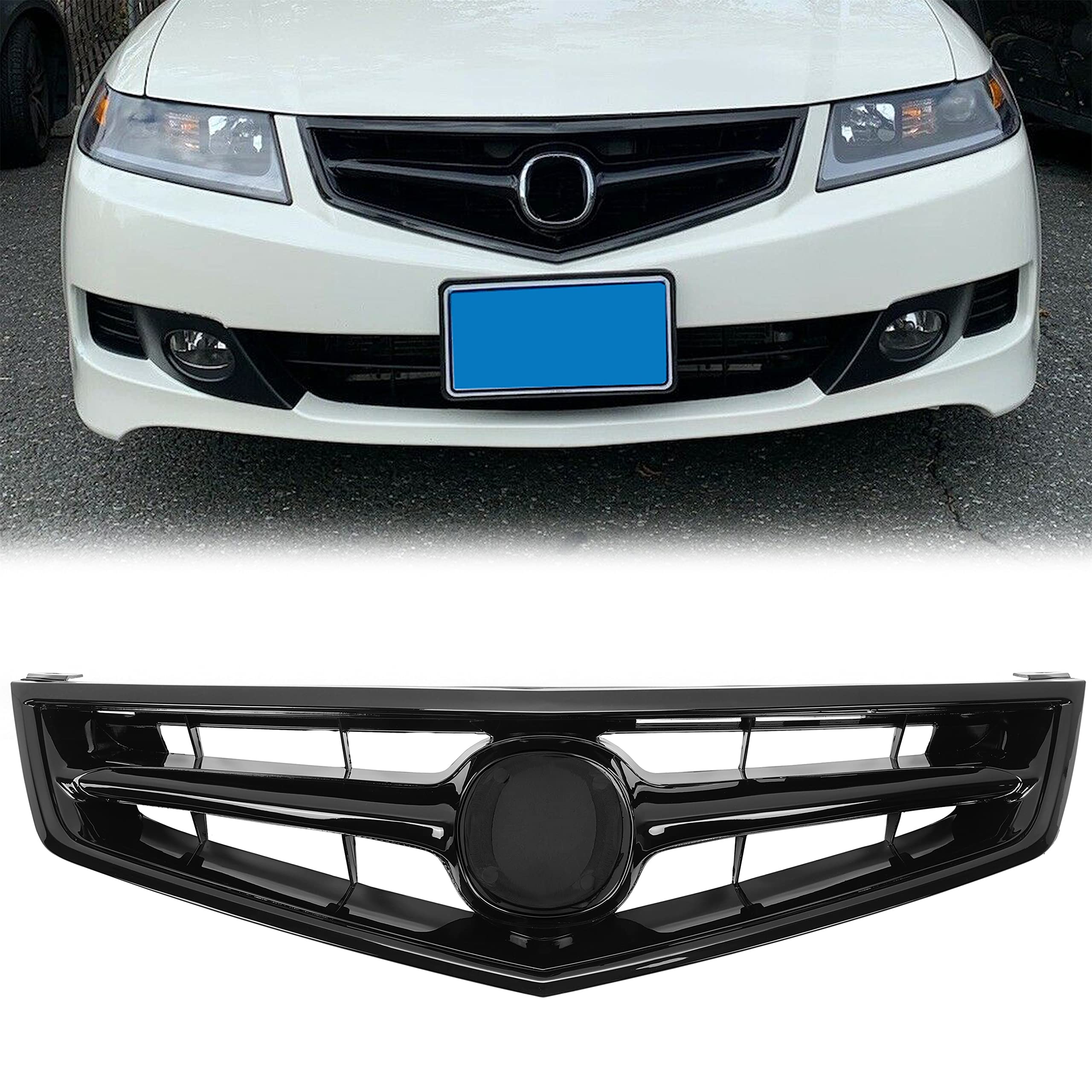 HECASA Matte Black Front Bumper Grille Compatible with Acura TSX 2006-2008 Models | Direct Replacement for AC1200112 & 71121SECA02ZA | Perfect for Car Restoration & Custom Upgrades