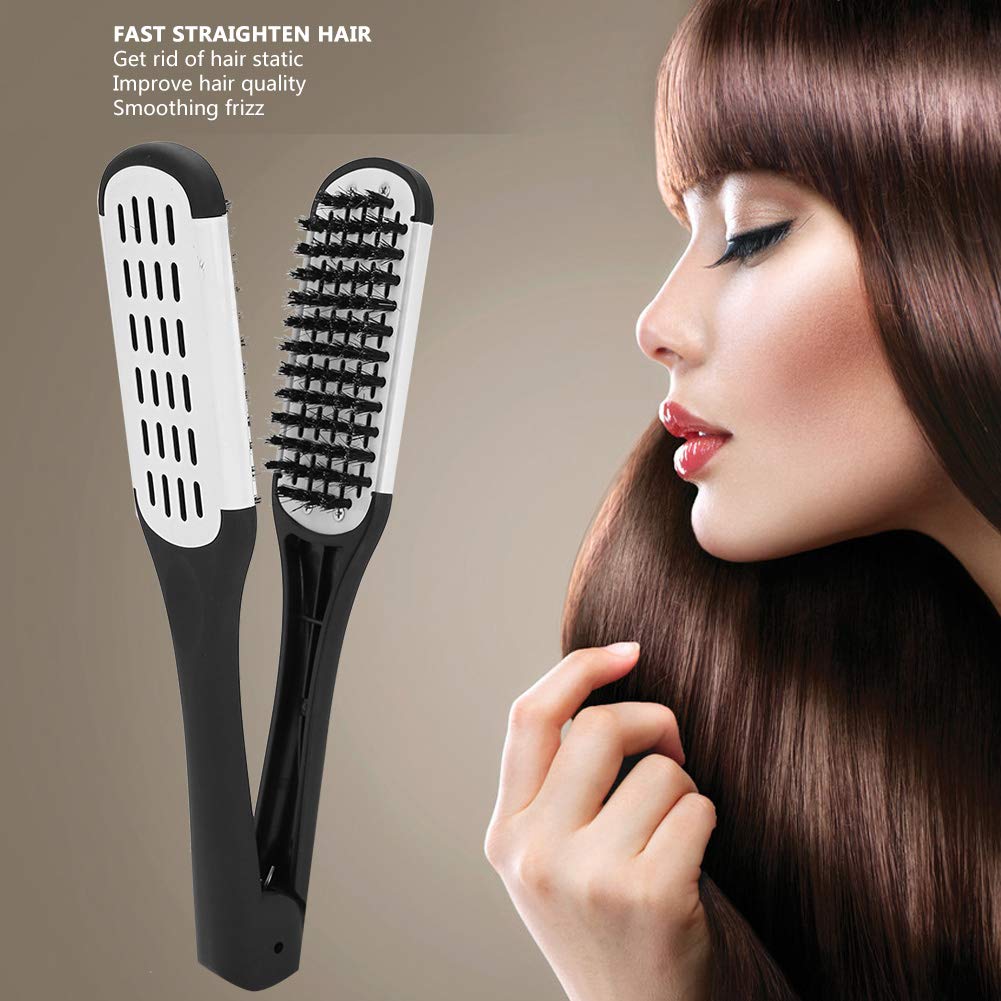 Double Sided Hair Brush Clamp - Anti Static Dual Brush Comb for Hair Straightening & Styling | Professional Salon & Home Use for Smooth, Tangle-Free Hair (DIY Hairdressing Tool) - Perfect for Daily Styling, Blowouts & Salon Treatments