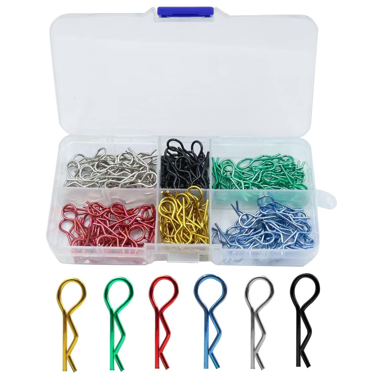 180pcs Universal RC Body Clips - Heavy Duty Stainless Steel R Clips for 1/8 1/10 1/12 Scale RC Cars - Compatible with Traxxas, Redcat, HPI, Himoto, HSP, Exceed - Perfect for RC Truck, Buggy & Shell Replacement (Great for Off-Road Racing & Maintenance)