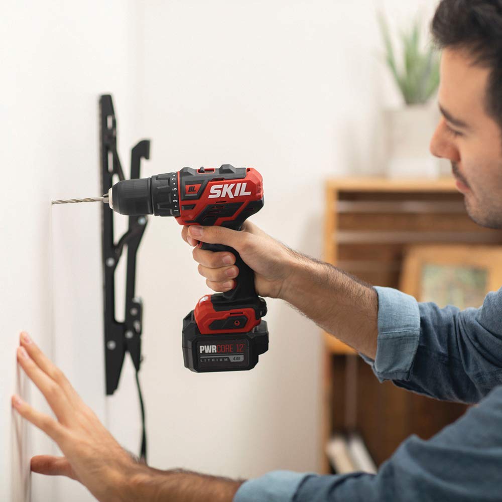 SKIL 3-Tool Combo Kit: Pwrcore 12 Brushless 12V Cordless Drill Driver, Oscillating Multi-Tool & Bluetooth Speaker with 2x 2.0Ah Batteries & Charger - Perfect for DIY Projects, Home Repairs & Jobsite Use - CB738801