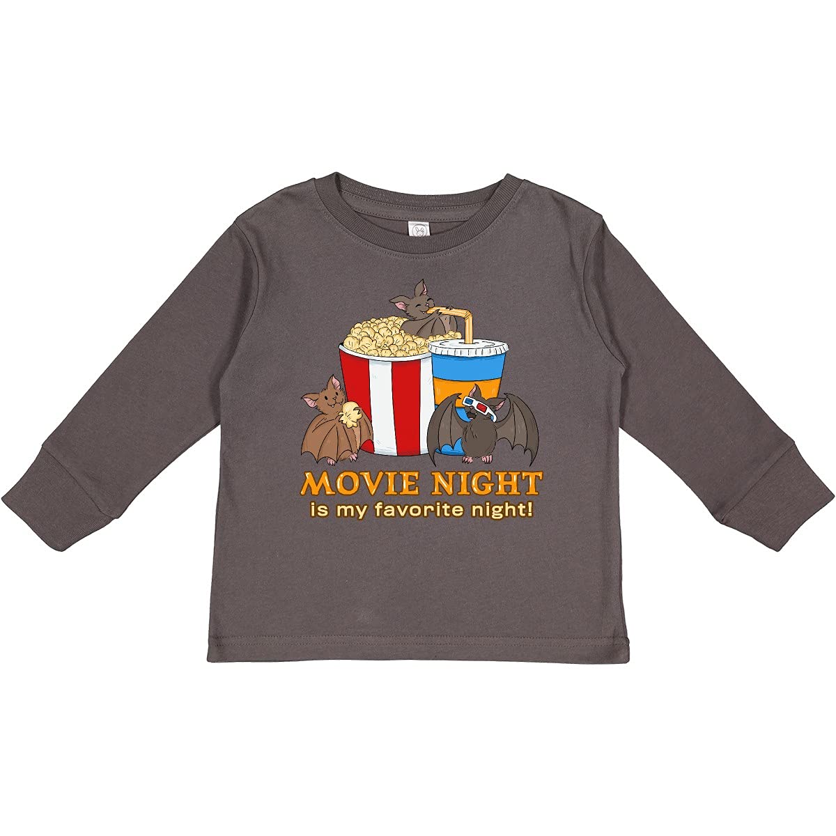 Movie Night is My Favorite Night Bats with Toddler Long Sleeve T-Shirt - Cute Family Matching Outfits for Movie Nights & Casual Wear