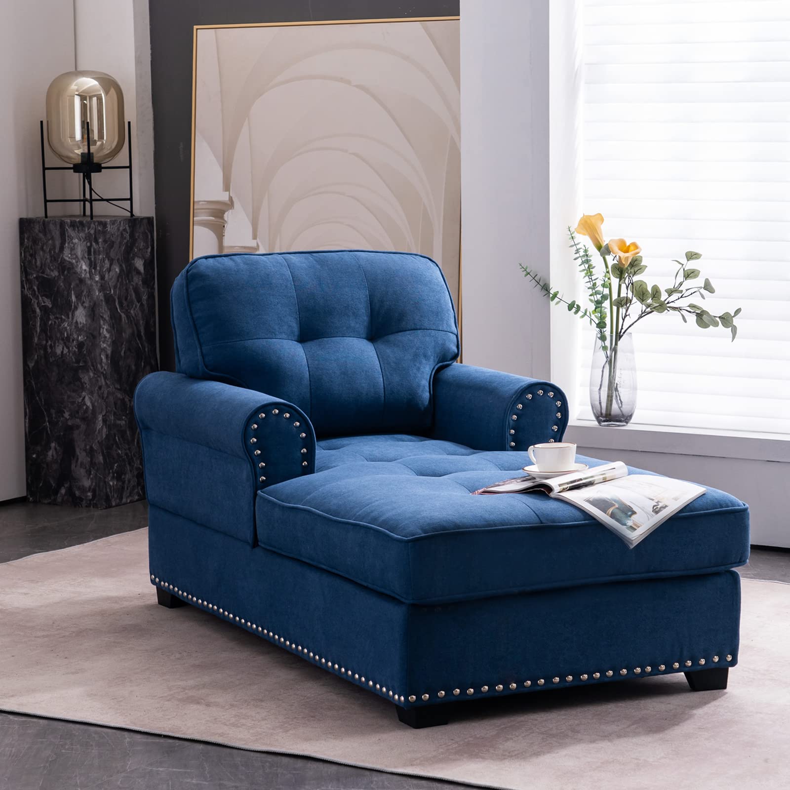 Velvet Chaise Lounge Sleeper Sofa Bed - 59